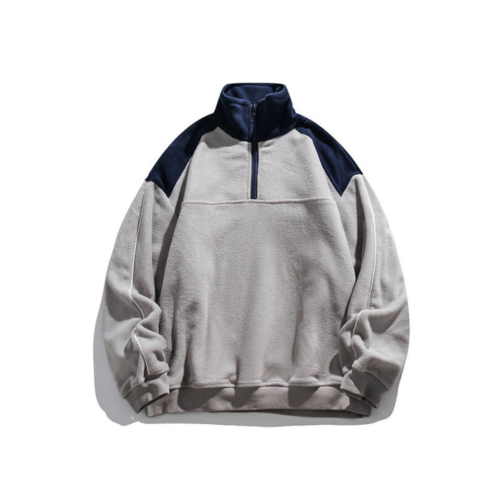 Unisex Oversize-Fleece-Halbzip-Pullover mit hohem Kragen und Raglanärmeln Echo Archiv