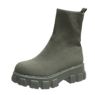 Damen Strick‑Sock‑Boots mit grober Lug‑Sohle und integriertem Komfortkeil Echo Archiv