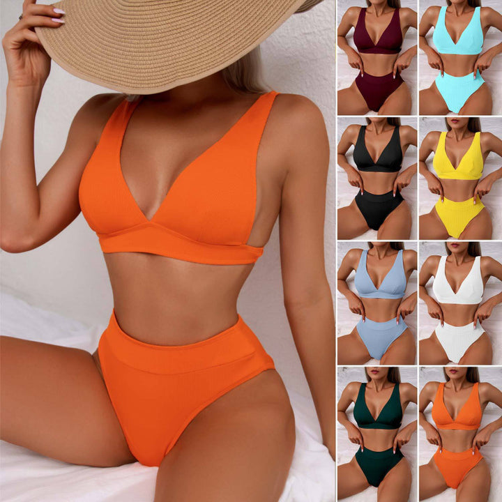 Damen Hoch geschnittener Bikini mit atmungsaktivem Oberteil und elastischem Bund Echo Archiv