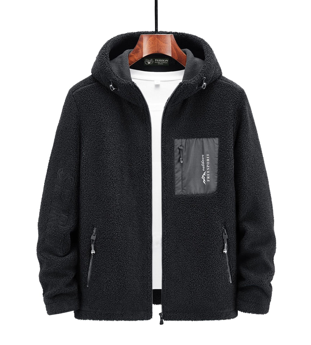 Herren Sherpa‑Fleece Kapuzenjacke mit Reißverschluss und Brusttasche Echo Archiv