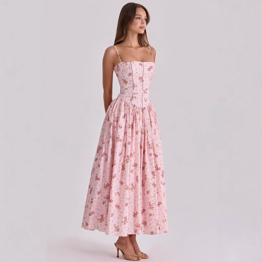 Damen Blumiges Midi-Kleid mit raffiniertem Schnitt Echo Archiv