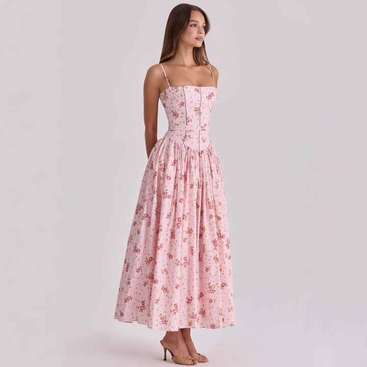 Damen Blumiges Midi-Kleid mit raffiniertem Schnitt Echo Archiv