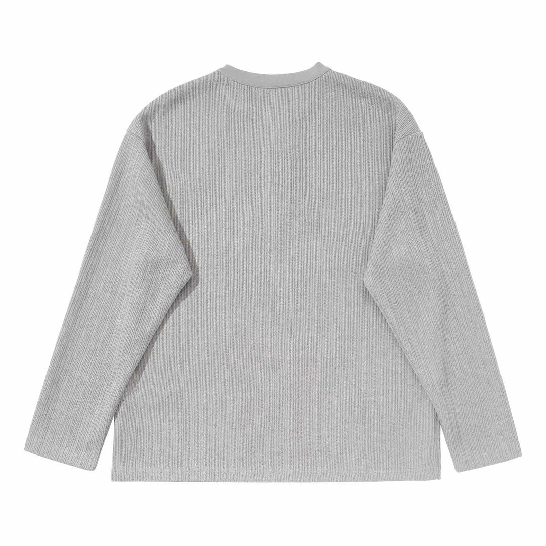 Unisex Strukturierter Waffel-Henleyshirt mit geradem Saum und Oversize-Silhouette Echoarchiv