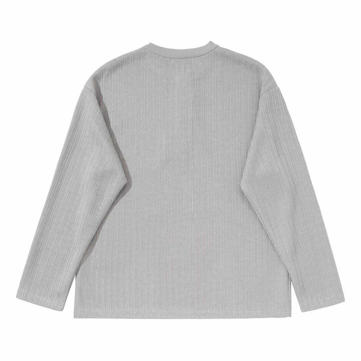 Unisex Strukturierter Waffel-Henleyshirt mit geradem Saum und Oversize-Silhouette Echoarchiv