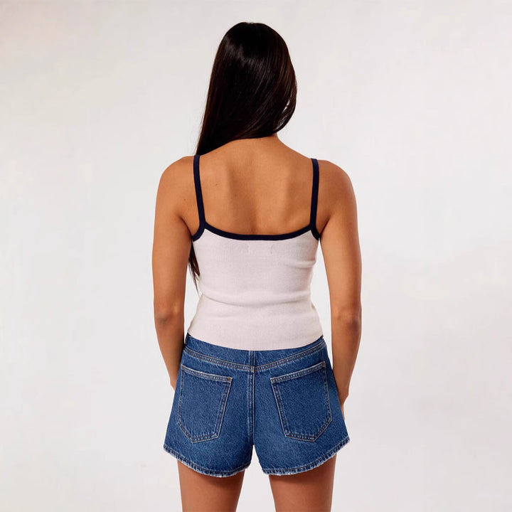 Damen Figurbetontes Crop-Top mit edlem Schriftzug Echo Archiv