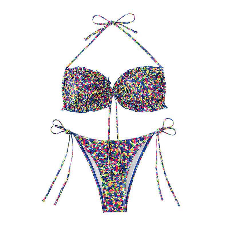 Damen Push-Up-Bikini mit verstellbaren Trägern und farbenfrohem Muster Echo Archiv