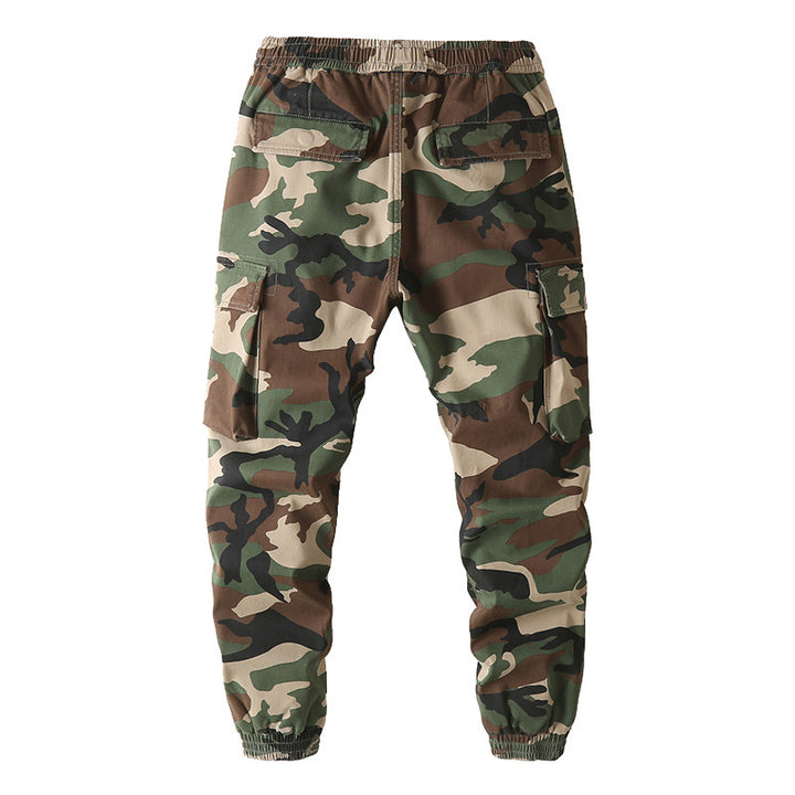 Herren Slim-Fit Cargohose im Tarnmuster mit elastischem Tunnelzugbund und verstärkten Knien Echoarchiv