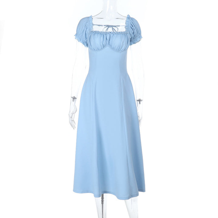 Damen Maxi-Kleid mit voluminösen Puffärmeln und elastischem Ausschnitt Echo Archiv