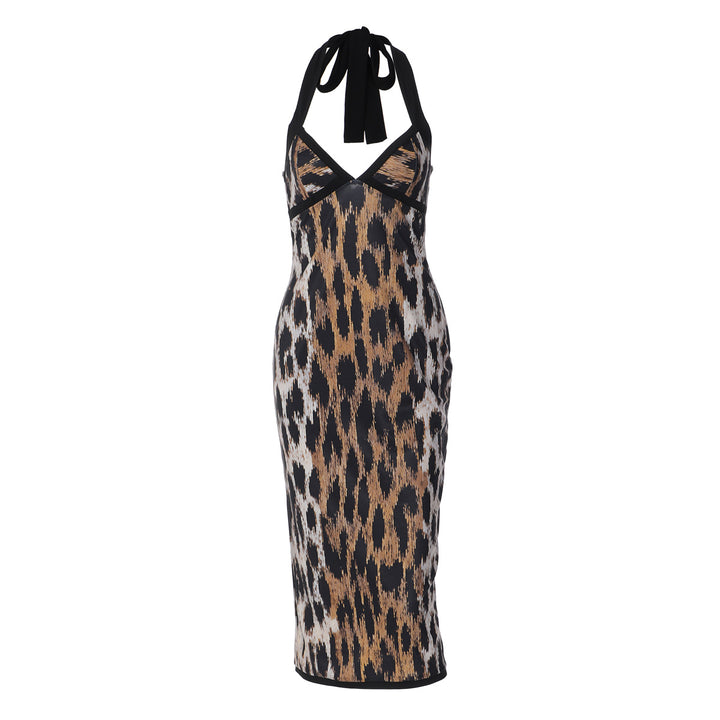 Damen Rockabilly Kleid mit Halterneck-Design und trendigem Animalprint Echo Archiv