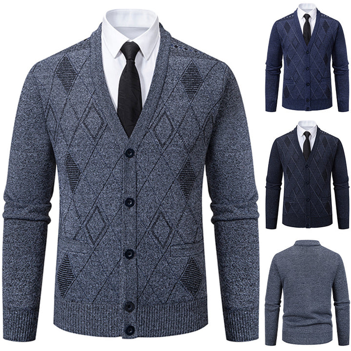 Herren Strickjacke mit eleganter Rautenstruktur Echoarchiv