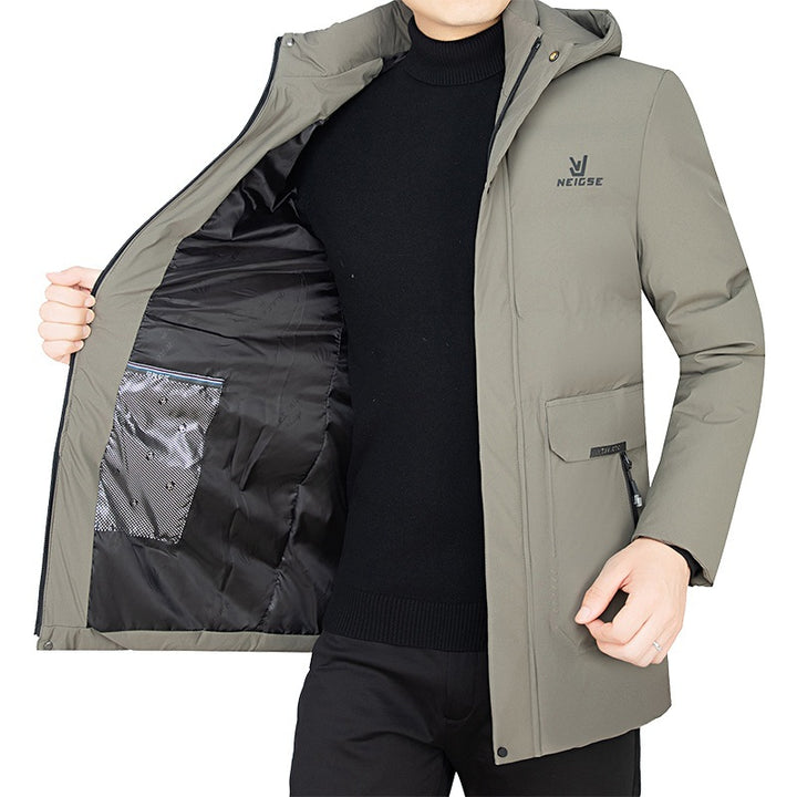 Herren Thermo-Winterkurzmantel mit luxuriösem Kunstfell-Innenfutter und Stehkragen – Marzano