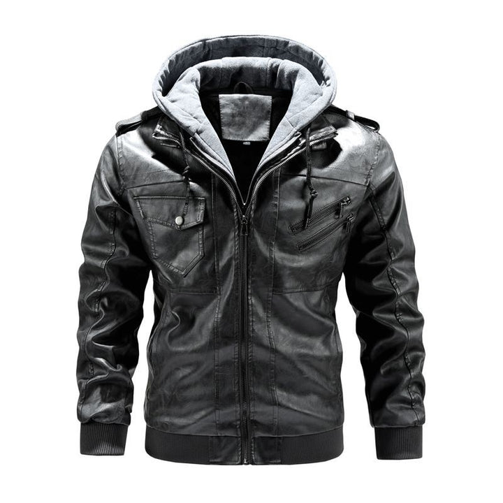 Herren modische Lederjacke mit Kapuze und Innenfleece Echo Archiv