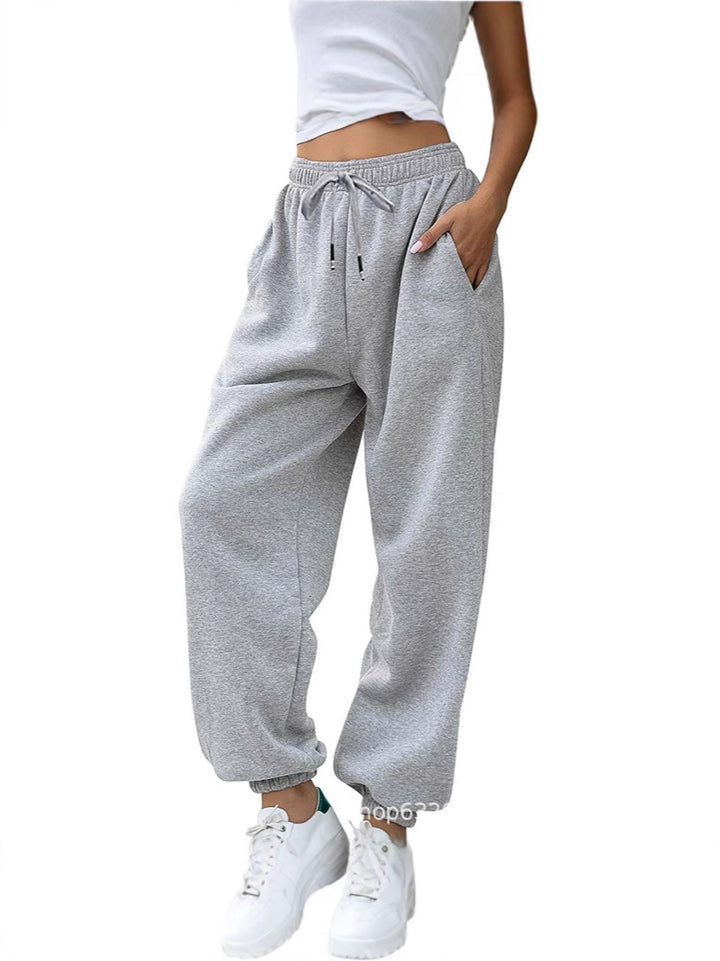 Damen lässige Jogginghose mit hohem Bund elastischen Knöchelabschlüssen und weichem Fleecefutter – Avélisse