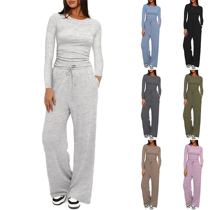 Damen Relax-Freizeithose mit extra weitem Bein, elastischem Bund und Kordelzug Echoarchiv
