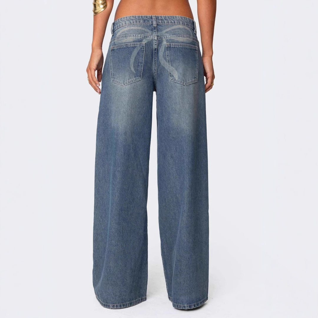 Damen lässige Schlagjeans mit weitem Bein Echo Archiv