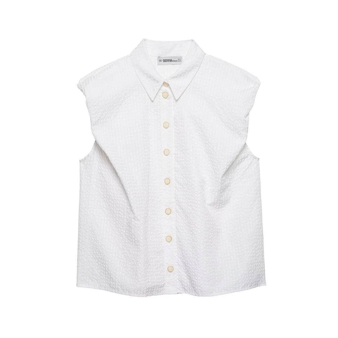 Damen Kurzarm Bluse mit modernen Streifen und eleganter Knopfleiste Echo Archiv