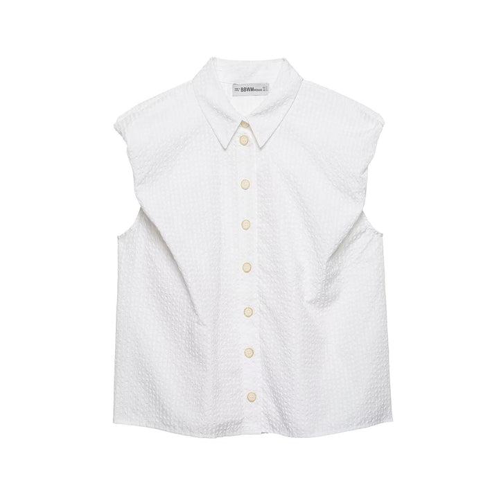Damen Kurzarm Bluse mit modernen Streifen und eleganter Knopfleiste Echo Archiv