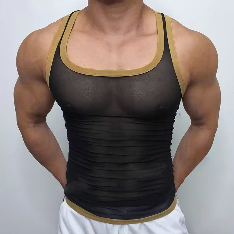 Herren nan Ringer-Top aus feinem Baumwoll-Elasthan mit Kontrastpaspel und schmaler Passform Echo Archiv