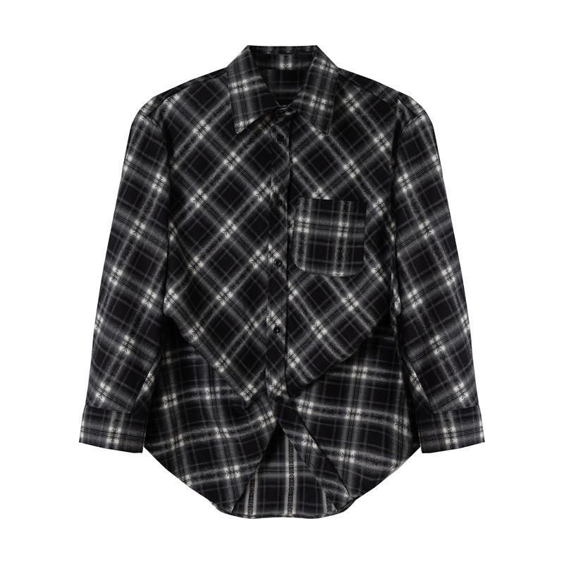 Damen Oversize-Flanellhemd mit asymmetrischem Saum Echoarchiv
