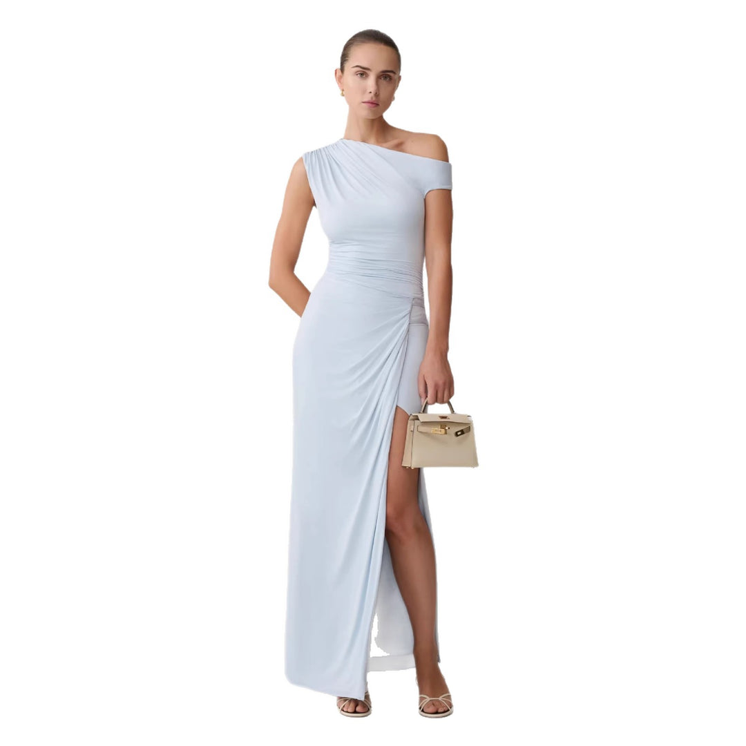 Damen Elegantes Maxi-Kleid mit One-Shoulder Design und hohem Schlitz Echo Archiv
