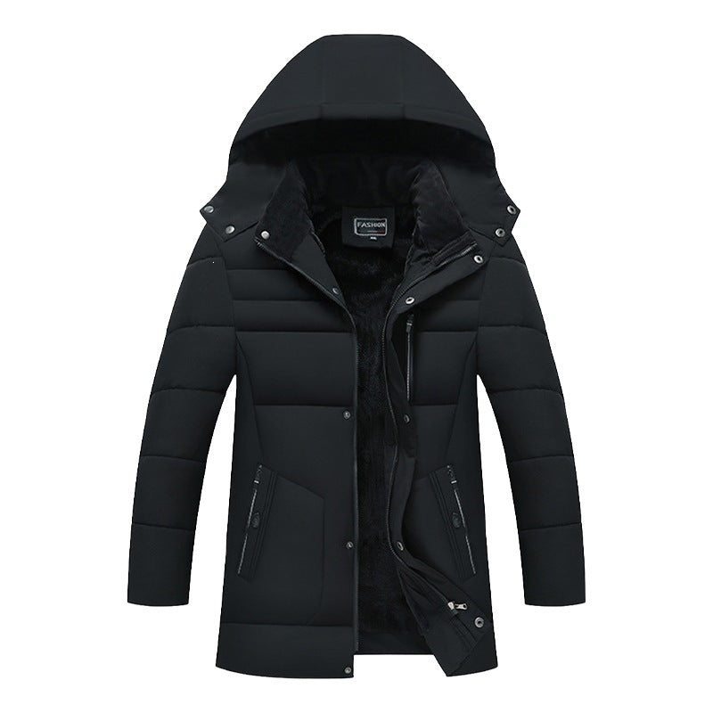 Herren Wattierte Parka-Jacke mit Kapuze, Teddyfutter & winddichter Isolierung Echoarchiv