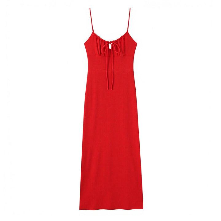 Damen Maxi-Kleid mit tiefem V-Ausschnitt und schmeichelndem Knoten-Design Echo Archiv