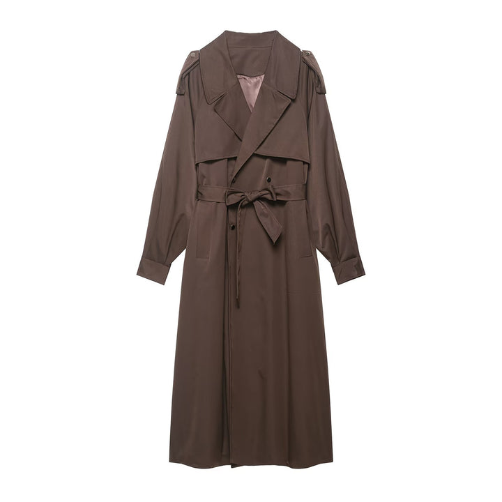 Damen Trenchcoat mit Taillengürtel, Schulterklappen und weitem Wasserfall-Revers Echo Archiv