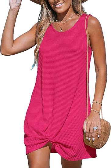 Damen lässiges Sommerkleid aus strukturierter Baumwolle mit verspieltem Knoten Echo Archiv