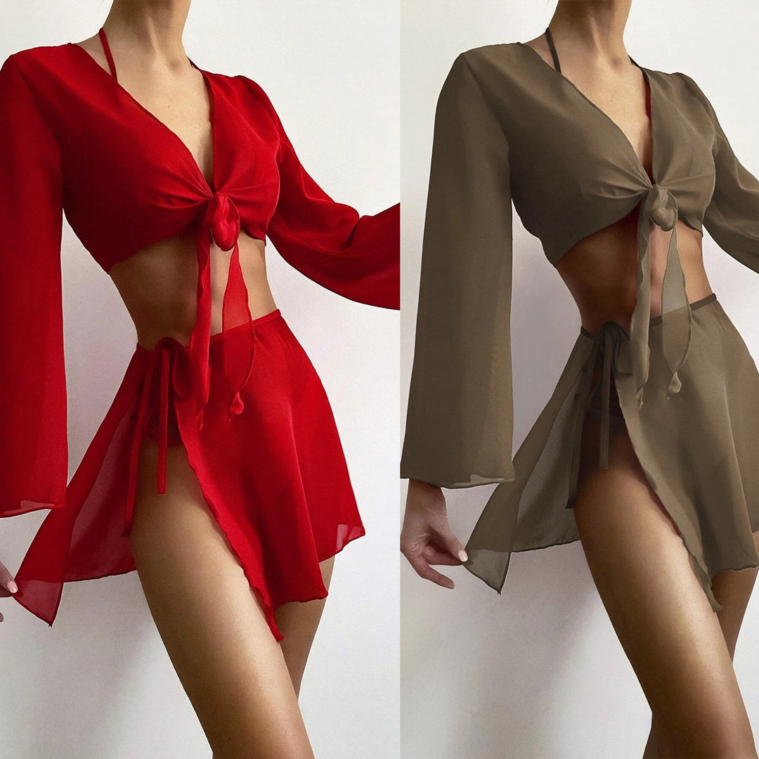 Damen Baumwoll Strandset mit lässigem Wickeldesign Echo Archiv