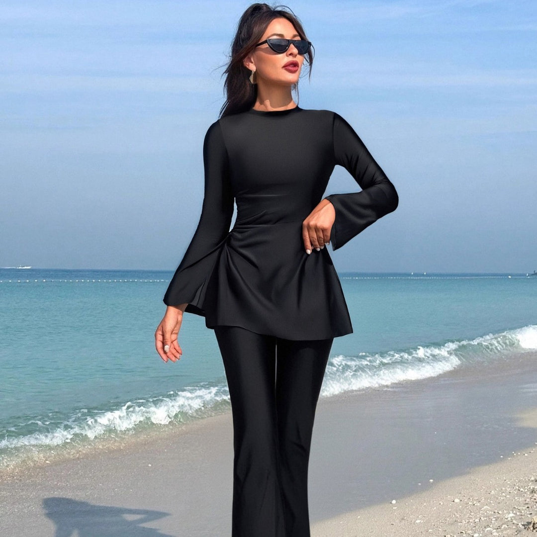 Damen eleganter Strandanzug mit weit schwingendem Oberteil Echo Archiv