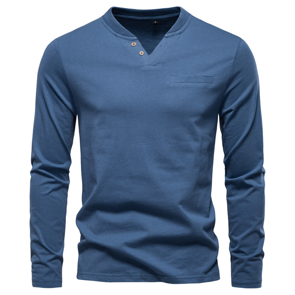 Herren Langarmshirt mit Henley-Kragen und praktischem Knopfdetail Echoarchiv