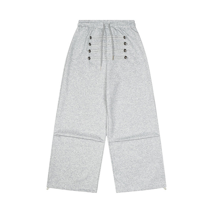 Damen Weite High-Waist Culotte-Hose mit Komfortbund, Kordelzug und Zierknopfleiste Echoarchiv
