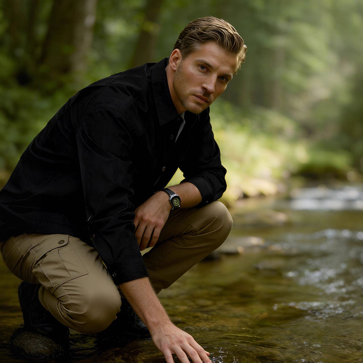 Herren Leichtes Field-Overshirt mit aufgesetzten Brusttaschen und Hemdkragen Echoarchiv
