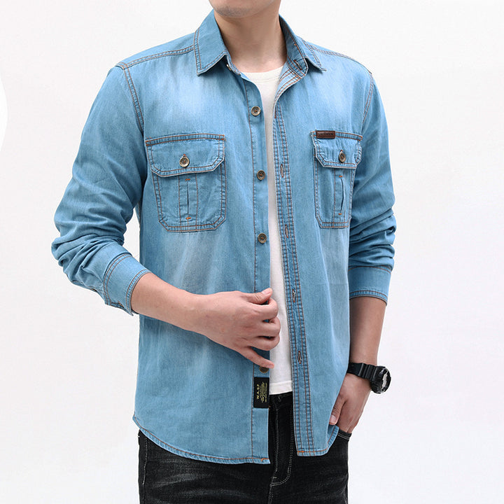 Herren Denim-Hemdjacke mit Utility-Taschen Echo Archiv