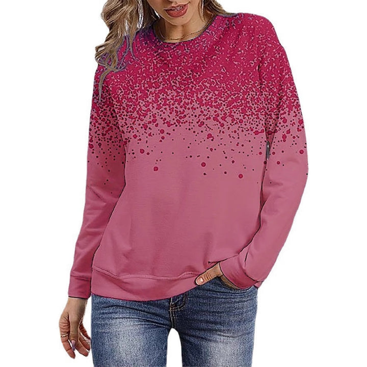Damen Sweatshirt mit Farbverlauf-Punktdruck und Rundhalsausschnitt Echoarchiv