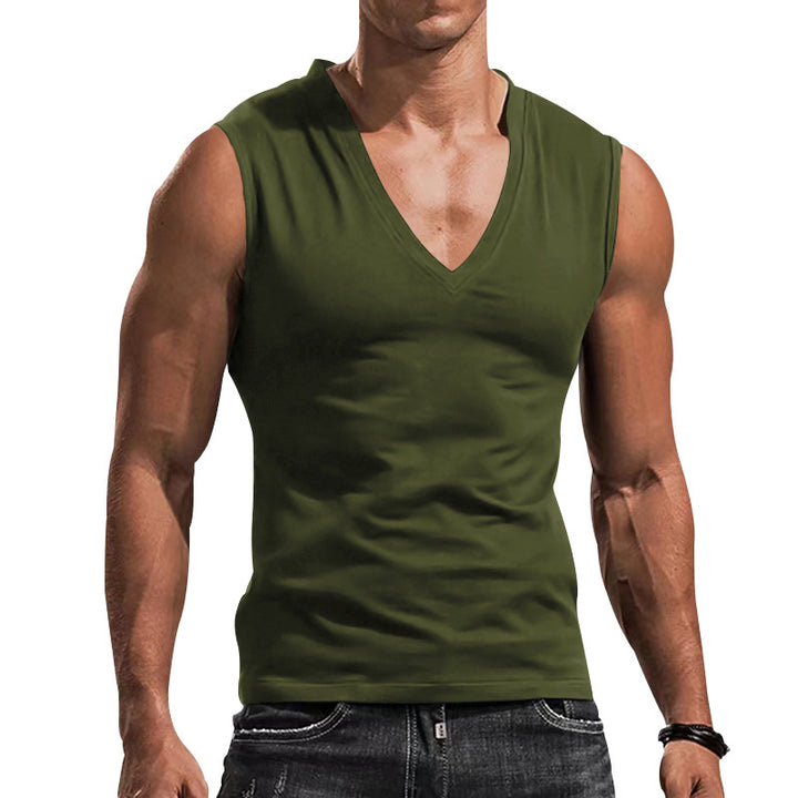 Herren nan tailliertes Tanktop mit tiefem V-Ausschnitt und Stretch-Baumwollmix Echo Archiv
