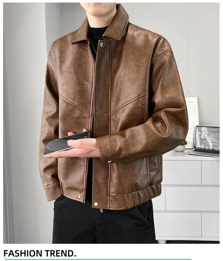 Herren lässige Kunstlederjacke mit modernem Schnitt und praktischen Taschen Echoarchiv