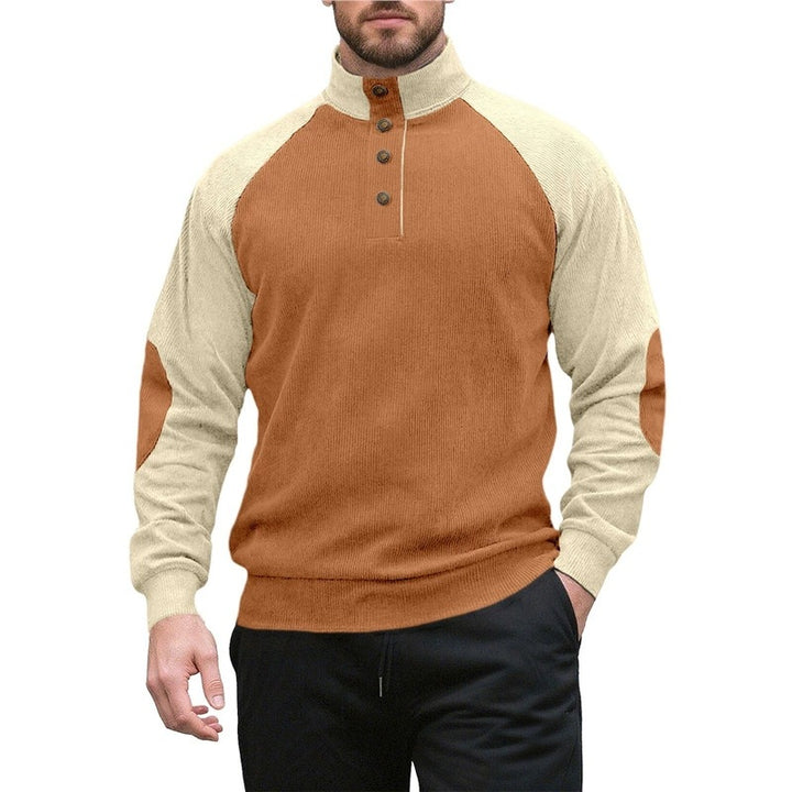 Herren sportlicher Pullover mit hochgeschlossenem Kragen und Knopfdetails Echoarchiv