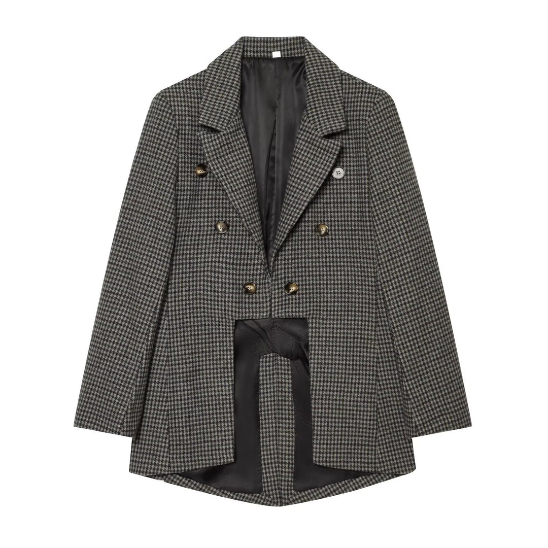 Damen Doppelreihiger Oversize-Blazer mit Satinfutter und verlängertem Saum Echo Archiv