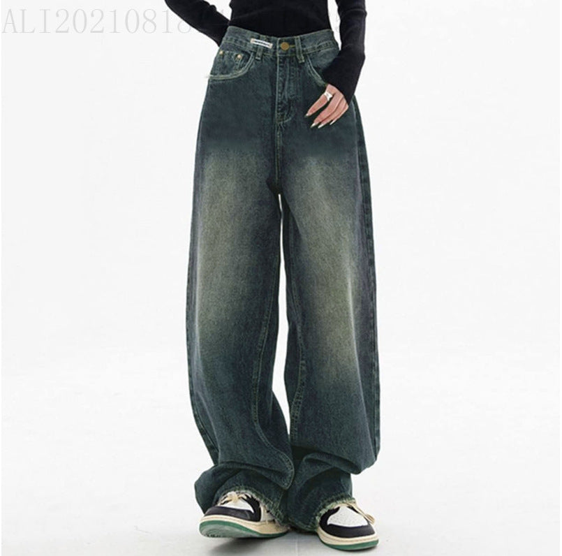 Damen nan hochgeschnittene extraweite Baggy-Jeans mit überlangem Saum und Vintageoptik Echo Archiv