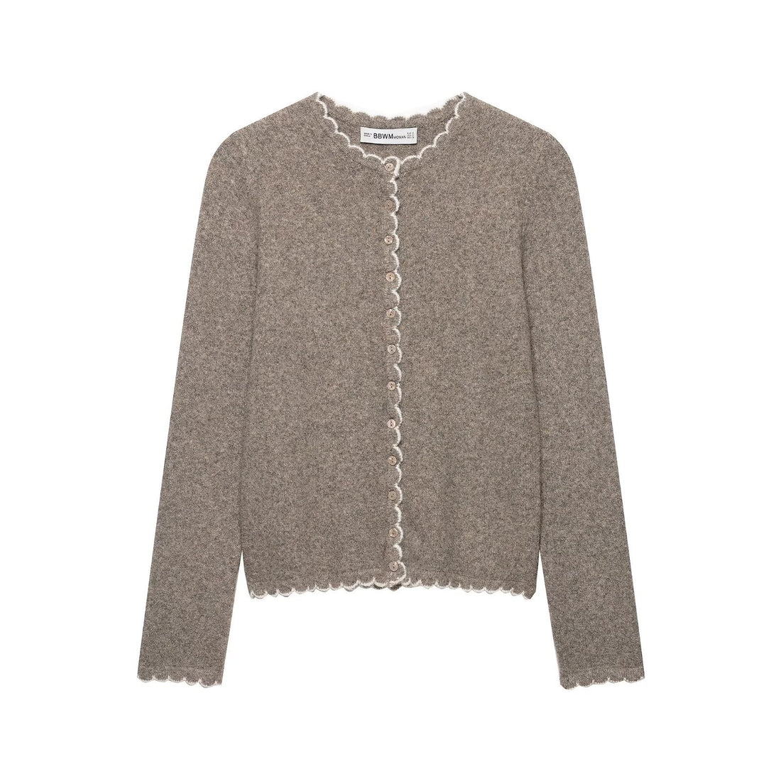 Damen Feinstrick-Cardigan mit Muschelkante und Perlmuttknöpfen Echoarchiv
