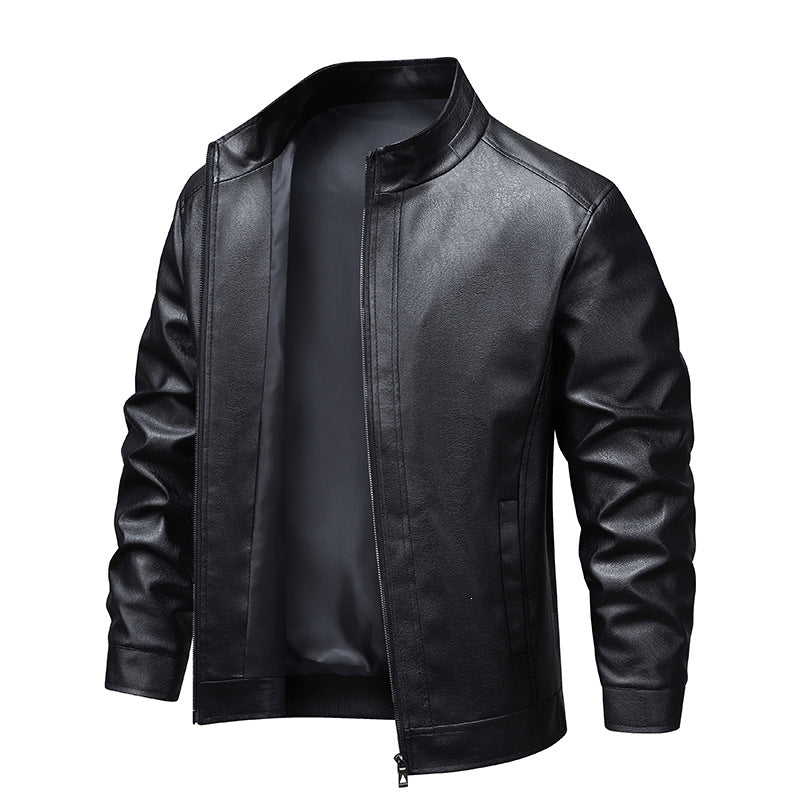 Herren Premium-Kunstleder-Blousonjacke mit Verdecktem Zwei-Wege-Reißverschluss & Rippbündchen Echoarchiv