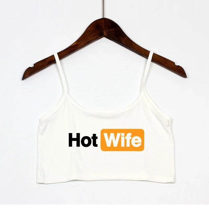 Damen Crop-Top mit modernen Schriftzügen und verstellbaren Trägern Echo Archiv