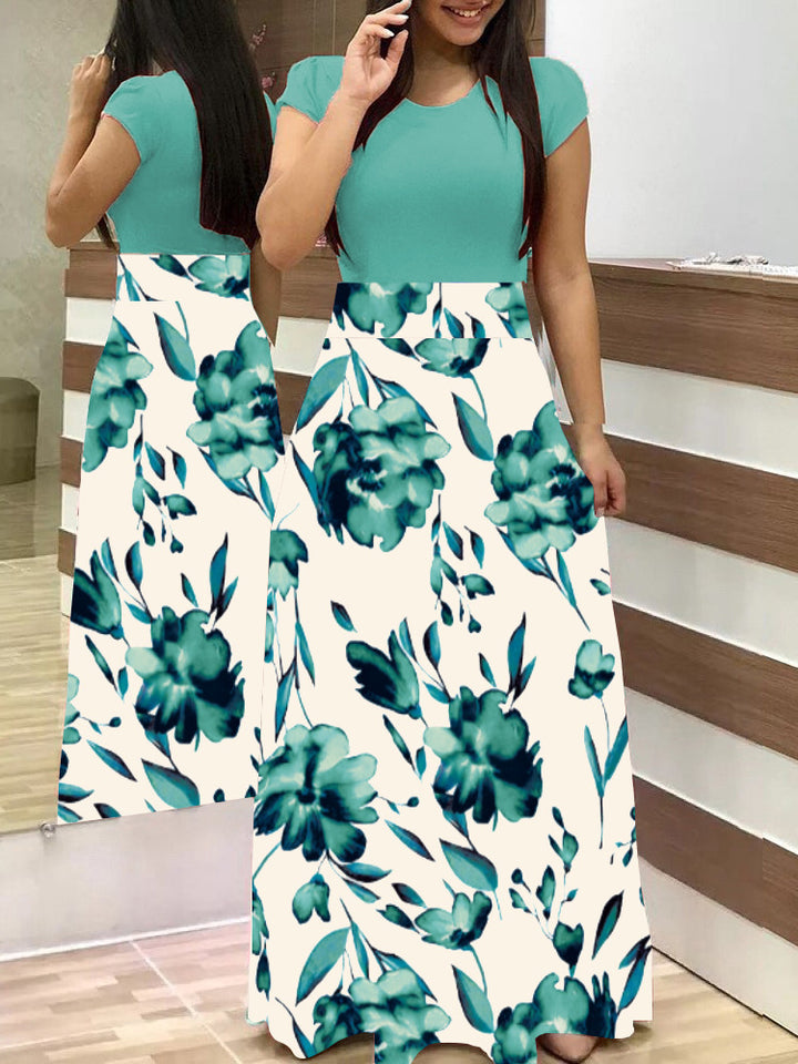 Damen Elegantes Maxikleid mit grafischem Druck und flexiblem Bund Echo Archiv