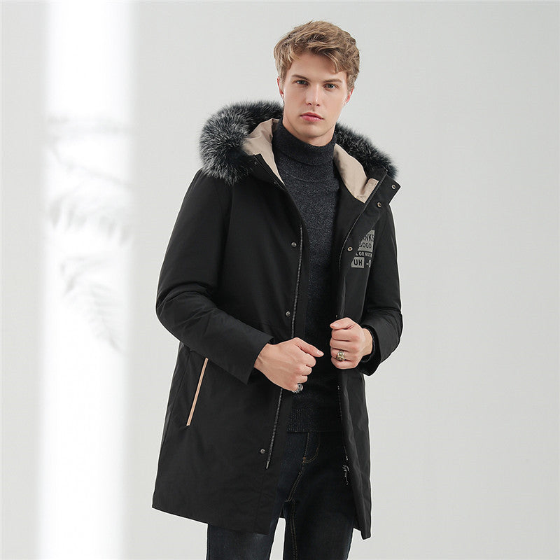 Herren Urbaner Winterparka mit abnehmbarer Kunstfellkapuze, thermoisolierender Steppfutterlage und verdecktem Reißverschluss Echoarchiv