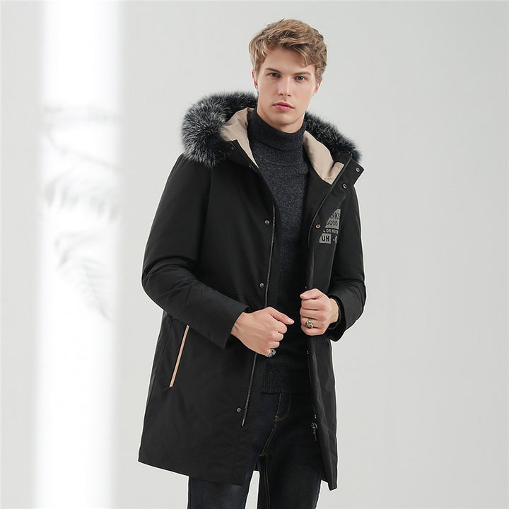 Herren Urbaner Winterparka mit abnehmbarer Kunstfellkapuze, thermoisolierender Steppfutterlage und verdecktem Reißverschluss Echoarchiv
