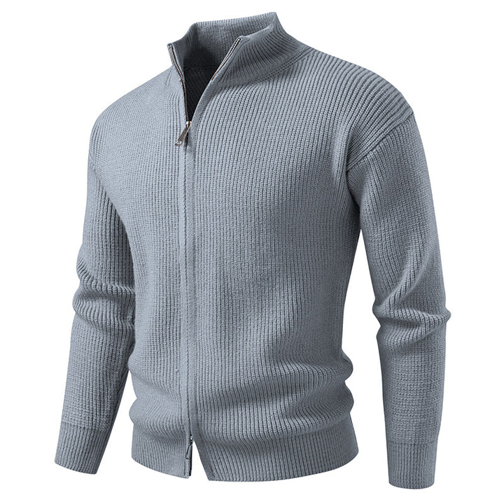 Herren Strickjacke mit hohem Kragen und durchgehender Reißverschluss Echoarchiv