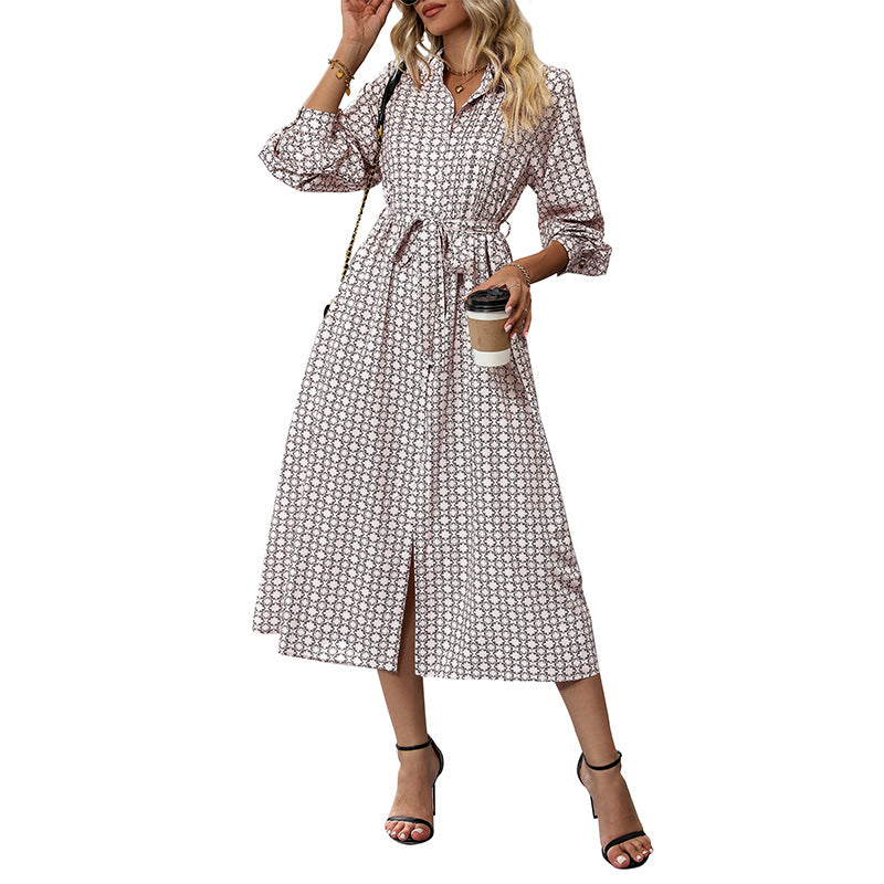 Damen Langarm Kleid mit Gürteldetail Echo Archiv
