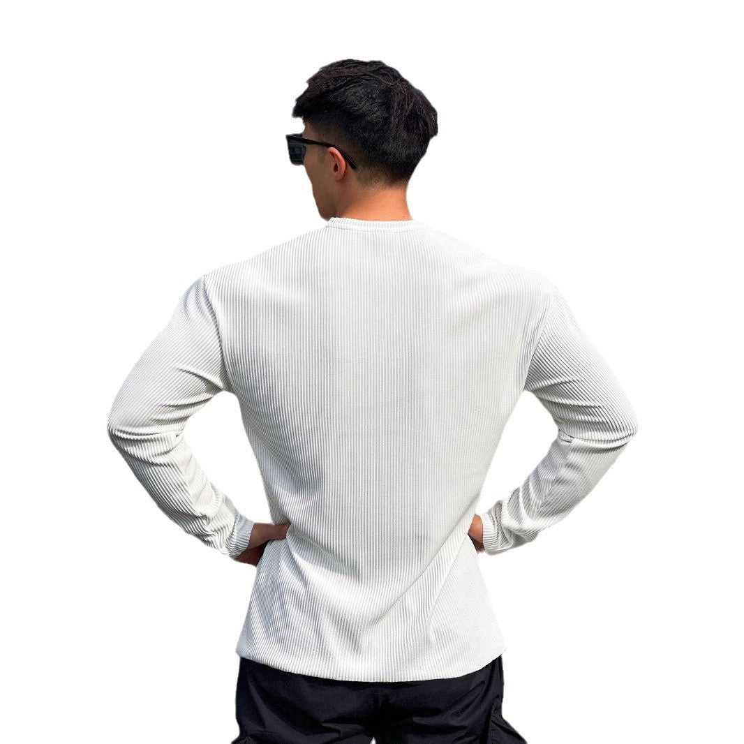 Herren Langarmshirt mit innovativem Rippdesign und modischem Stehkragen Echoarchiv