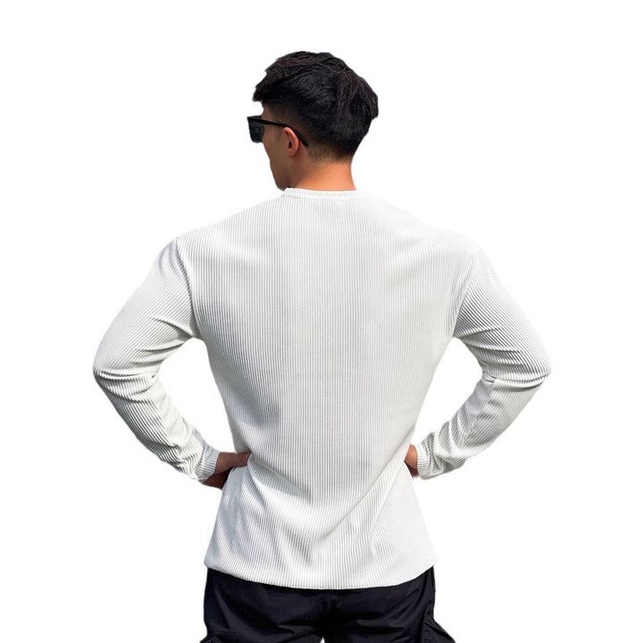 Herren Langarmshirt mit innovativem Rippdesign und modischem Stehkragen Echoarchiv